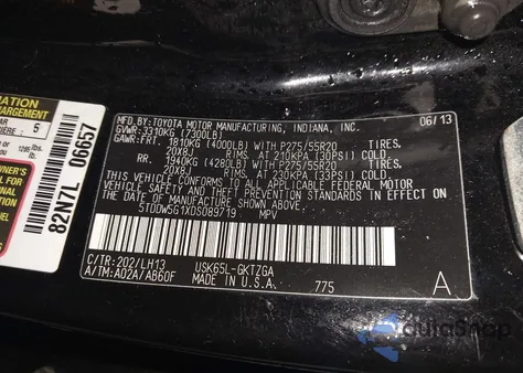 2013 Toyota Sequoia Platinum 5.7L V8 из США, поврежденный, VIN 5TDDW5G1XDS089719